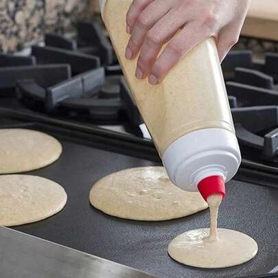 1个/2个1000毫升手摇式面糊搅拌瓶，面糊搅拌瓶；煎饼面糊；煎饼面糊搅拌瓶，带刻度的压力煎饼奶油分配瓶，奶油瓶和酱汁挤压瓶，迷你透明酱汁瓶。