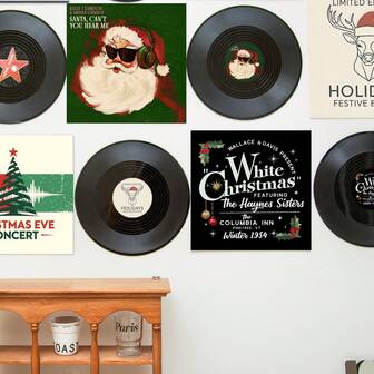 1 Pieza/3 Piezas/10 Pulgadas Álbum de música navideña Decoración de vinilo plástico 3D con cubierta, regalos navideños, suministros para fiestas de música, decoraciones navideñas de rock, decoraciones de pared de estética retro, decoraciones navideñas temáticas, adecuadas para decoración del hogar, decoraciones de pared de la sala de estar, decoraciones de pared del dormitorio