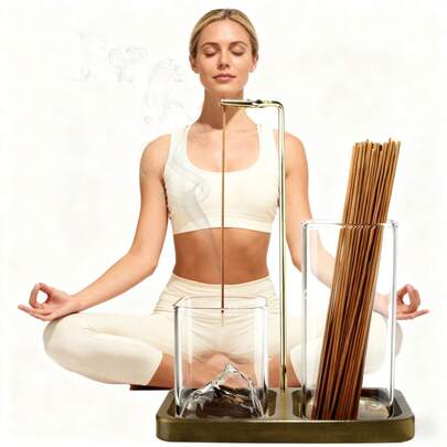 Quemador de incienso en forma de soporte invertido, quemador de incienso de inserción de madera, decoración creativa para el hogar y yoga, quemador de incienso de flujo inverso