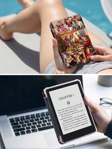 Customizable Multi-Photo Protective Case, Minimalist & Fashionable Design, Suitable For 11th Gen Kindle E-Reader/Paperwhite 6 (2022) And 10th Gen Kindle (2019), Kindle Accessories, Kindle Cover, Auto Sleep/Wake Function, Comfortable Leather Material, Magnetic Closure, Shock-Resistant, Ideal As Birthday/Holiday Gift - Multicolor - View 8