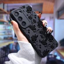 Estuche de Lujo para for  for Galaxy S24 Ultra, S23 Plus, S22+, S21, S20 FE, S10, A72, A54 5G, A53, A52, A52S, A15, A14, A13, A12, A22, A21S, A51, A33, A32, A23 con Diseño Floral - Negro - Ver 3