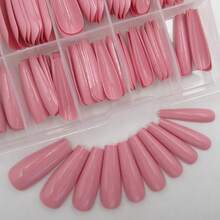100pc Colored Coffin Press On Nails Long Ballerina False Fake Nail Tips Full Cover Manicure Design Acrylic Nails For Women Teen FFgirls (Dark Pink){Inchcolor_nameinch:InchDarkPinkinch} - 深粉紅色 - 查看 7