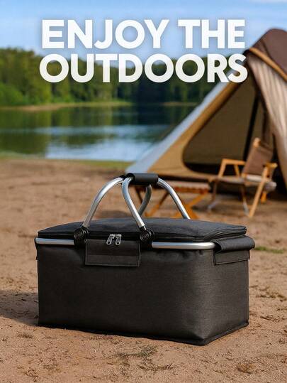 1 buc Coș Termoizolant pentru Călătorii în Aer Liber, Folie de Aluminiu Personalizată, Coș de Picnic din Pânză Oxford Groasă, Coș Pliabil, Termoizolant și pentru Conservarea Căldurii, Geantă de Camping