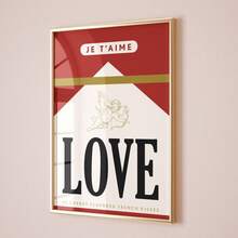 1pc Frameless Vintage Red Love Poster Wall Art, Retro Chic Wall Decor, Cute Love Aesthetic Print, Coquette Room Decor For Bedroom, Dorm & Living Room | Vintage Style Gift With Floral Accents - Multicolor - View 1