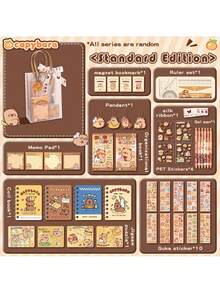 20/26 PAQUETE Adorable set de artículos de papelería con temática de capibara - Incluye libro de pergamino, bolígrafo de gel, colgante y accesorios - Perfecto para estudiantes y amantes de los animales | Útiles de oficina lindos, diseño alegre | Bolígrafos de gel y accesorios de capibara - Multicolor - Ver 10