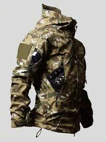 Men's Thermal Lined Casual Sports Jacket, Windproof Waterproof Outdoor Soft Shell Jacket For Autumn/Winter, Fleece, Skiing