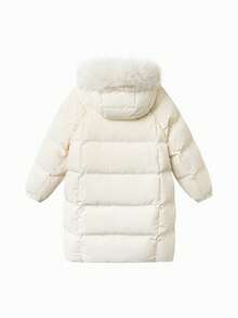 Balabala Áo khoác lông vũ dài cho bé gái tuổi teen, mùa đông 2025 Áo khoác dày ấm áp - Màu trắng sữa - Xem 5