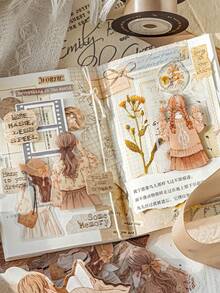 30pcs/Pack Vintage Girl Silhouette Stickers, Scrapbooking Decorative Stickers For Diary, Photo Album, Craft DIY - Multicolor - View 3