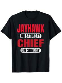 Camiseta Vintage con Gráficos de Jayhawk & Chief para Hombre - 100% Algodón, Cuello Redondo, Negra, Tallas S-XXXL, Ideal para Fanáticos de Deportes de Sábado y Domingo, Estilo Clásico Retro, Mangas Cortas, Lavable a Máquina, Ideal para Ropa Deportiva Casual - Negro - Ver 2