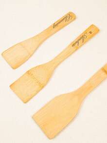 1/5pcs Customized Wooden Cooking Spoons, Suitable For All Kitchens. Salad Spatula Made Of Bamboo And Wood, Kitchen Cooking Tools, Personalized Wooden Spatula And Wooden Spoon, Three-Line Spatula, Natural Bamboo And Wood Non-Stick Surface, Multi-Functional Cooking Tools, Handmade Mother's Day Essential - Multicolor - View 5