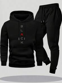 Men Hoodie Co-Ords - Black - View 1