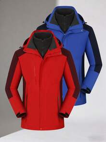 Women's Hooded Windbreaker, Hooded Design For Enhanced Protection, Comfortable For Hiking And Trekking Sports - Red - View 5