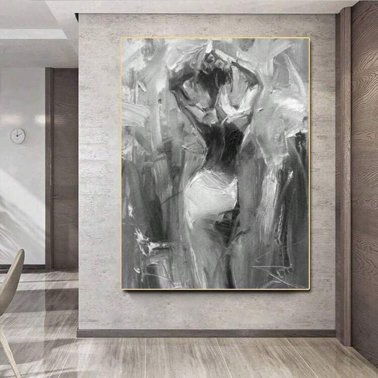1pc Framed Wall Art, Minimalist Black & White Silhouette Art Poster, Rob Hefferan's Creative Painting "Colours Of Love", Canvas Print, Ideal For Decorating Hallway, Bedroom, Office, Living Room/Dining Room Walls, Great Gift And Choice For Room Decor, Wall Art, Bathroom Decor. - Multicolor - View 3