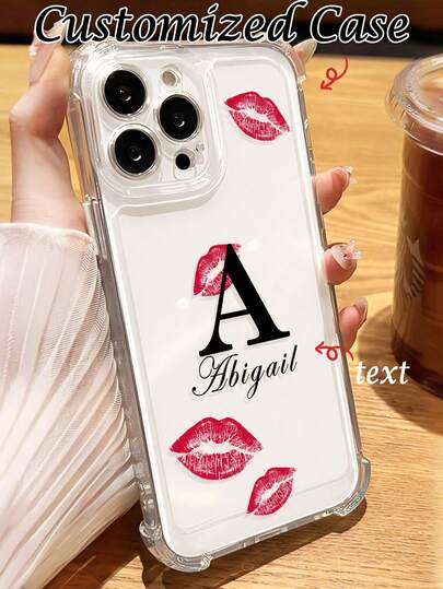 Funda de teléfono a prueba de golpes con patrón de firma personalizada y labios rojos, adecuada para A13, A14, A15, A16, A33, A34, A35, A52, A53, A54, A55, S20, S21, S22, S23, S24, S25 Ultra Plus, 11, 12, 13, 14, 15, 16 Pro Max