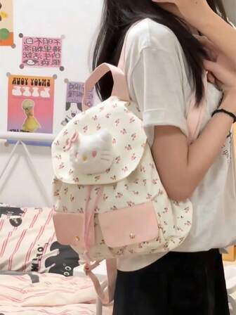 Sanrio 1pc Hello Kitty Women Backpack Large Capacity Cartoon Durable School Bags, Cute Birthday Gifts Back To School Gifts Multi-Functional Stylish,Modern,Colorful,Cute Casual