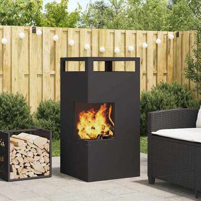 vidaXL Feuerstelle Schwarz 50 X 50 X 100 Cm Stahl