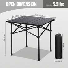 Virplik Lightweight Outdoor Folding Table With Storage Bag, Durable Portable Camping Table For Picnic, BBQ, Coffee,Beach And Travel (Black) - Black - View 2