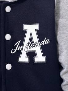 Tween Boy Casual Daily Commute Sporty Contrast Color Letter Print Thermal Lined Hoodie Jacket And Sweatpants Set, Autumn/Winter - Royal Blue - View 8