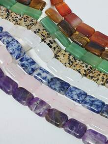 EECLYCJ 10/20 hạt đá tự nhiên hình chữ nhật 13*18mm hỗn hợp ngẫu nhiên DIY dạng hạt rời, pha lê tự nhiên, đá hình, mã não, mắt hổ, đá đốm, đá Aventurine xanh, đá thạch anh hồng, thạch anh tím, đá Sodalite nhiều màu hỗn hợp thương hiệu hòa bình may mắn năng lượng cho phụ nữ/bé gái/phụ nữ làm đồ trang sức vòng cổ vòng tay cổ điển Bohemian thủ công - 13*18mm - Xem 4