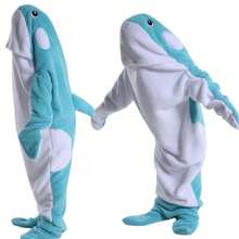 Shark Blanket Hoodie , Soft Flannel Whale Wearable Sleeping Bag, Machine Washable, Perfect For Birthdays, Parties, And Home Relaxation, Party Costume Animal Theme Blanket Plush Fabric, Dolphin Blanket - Multicolor - View 5