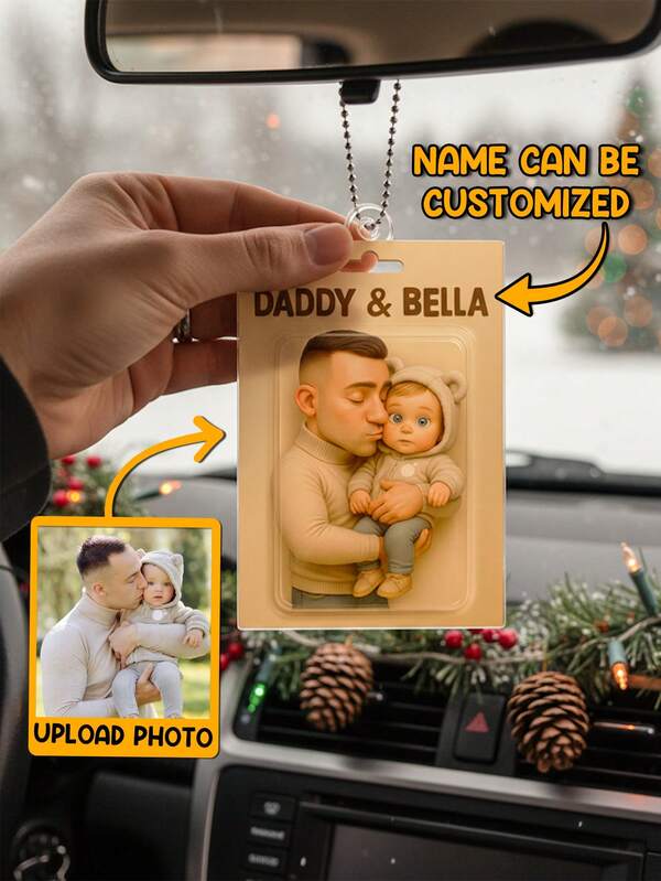 Catygift Retrato Personalizado da Família Decoração de Carro de Natal, Ornamento Personalizado de Casal ou Família para Pendurar no Carro, Presente de Natal para Pais, Decoração Única de Foto para Pendurar no Carro, Cria uma Atmosfera Acolhedora, Refresca a Casa no Outono, Decoração de Natal, Harmonia Familiar