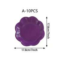 10 piezas/20 piezas/40 piezas/50 piezas, Plato de papel en forma de abanico con degradado de color púrpura lavanda, plato decorativo desechable/plato de postre de 7 pulgadas, adecuado para el Día de San Valentín, bodas, despedidas de soltera, suministros para fiestas de Navidad (Púrpura) - Morado - Ver 15