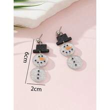1 Pair Cute Colorful Snowman Design Fashion Jewelry Earrings For Women, Perfect Decoration For Holiday Parties - Multicolor - View 4
