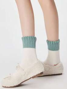 3 Pairs Women's Solid Color Thick Thermal Lined Warm Breathable Crew Socks, Cozy Socks