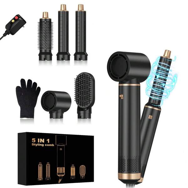 5-In-1 Hair Styling Tool Set - Auto Rotating Curling Wand, Straightening Brush, Air Wrap Style Dryer, 5-In-1 Hair Styling Tool Set - Auto Rotating Curling Wand, Straightening Brush, Air Wrap Style Dryer