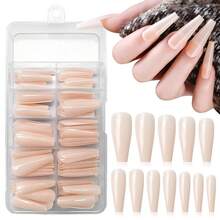 120pc Coffin Press On Nails Medium Length Colored Long Ballerina Nude Fake Nails Full Cover Acrylic Tips False Artificial Fingernails Presson Nails For Women FFgirls{Inchcolor_nameinch:InchPaleNudeinch} - 淡裸色 - 查看 2