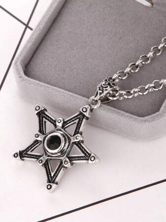 1pc Vintage Titanium Steel Stainless Steel Necklace, Korean Fashion Pendant Necklace, Versatile Sweater Chain, Suitable For Rockstar, Nightclub, Men