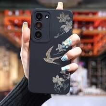 Una nueva funda de teléfono de pájaro blanco de estilo chino diseñada específicamente para la serie  Galaxy S25 Ultra/S24 PLUS/S23+/S22/S21, con diseño de absorción de impactos, antideslizante, ligero, de estilo moderno y funda suave de TPU de alta calidad. - Colores mixtos - Ver 6