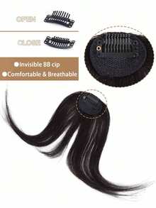 Blended Hair Middle-Part Bangs Hair Extensions Clip In Forehead Natural Seamless French Oblique Bangs Eight-Character Bangs