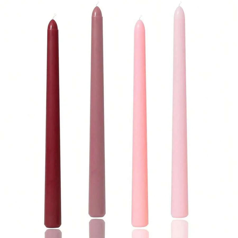 10 Inch Pink Gradient Taper Candles,Set Of 4 Tapered Candle, Tall Candlesticks,Conical Stick Candles,Less,For Home Dinner, Party, Wedding, Halloween, Christmas (Pink Series, 10inch){Inchcolor_nameinch:InchPinkseriesinch,Inchsize_nameinch:Inch10inchinch} - 粉紅色系列 - 查看 1