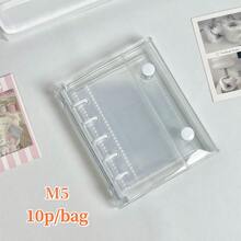 1本彩色M5透明活页本，贴纸本，活页相册，YOUCHENGYOUPIN品牌，双扣5孔活页笔记本，M5账簿，DIY贴纸笔记本，PP材质透明内页，高透明度，大容量便携式活页笔记本，适用于Kpop照片卡、照片卡、计划本、账簿、笔记本、学生返校用品、办公用品等。 - 無色 - 查看 15