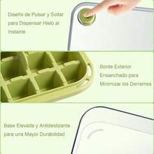 Molde para Hielos, Cubiteras Para Hielo, Bandeja Hielo, Cubitera de Grado Alimenticio, Liberacin de Todos Los Cubitos de Hielo en un Segundo, Molde Hielo Reutilizable Para 84 Cube Tray, Amarillo - verde - Ver 4