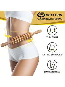 1pc Yoga Meridian Rod Nine Fine Wheel Shaft Whole Body Massage Roller Pounded Waist Back Massage Neck Leg Wooden Massager