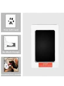 2 件/套 非接触式印台 + 印章纸，可用于制作手印和宠物纪念品。非接触式纪念小印章，黑色印台，表面易于清洁，耐用塑料材质，适用于爪印、手印和宠物印章 | 装饰性和纪念性宠物印台 | 简约设计 | 光滑表面宠物印台