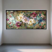 1pc Floral Pattern Window Decal Sticker, Reusable PVC Static Cling Film, Suitable For Home Decor, Bathroom And Door Frame - No Glue Needed - Multicolor - View 4