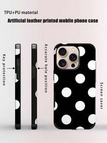 1 st svartvitt prickigt mönster tryckt telefonskal, trendigt franskt minimalistiskt sött boho-stil miniprickigt läderfodral med UV-tryck, kompatibelt med Apple/Galaxy S24 Ultra, 17 Pro Max/16 Pro Max/12 Pro/13/14 Plus/15 Pro Max/16 Pro Max, 11/13 Pro - Svart och Vitt - Visa 22