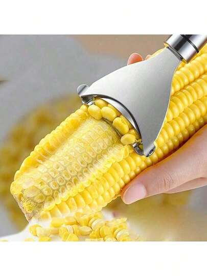 Pelador de maíz de acero inoxidable, rallador estriado para maíz, pelador, cepillador, desgranador, cortador de mazorca, herramienta de cocina para frutas y verduras
