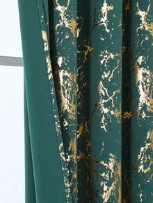 1pc/Set High Precision Gold-Plated Curtain With Baroque Pattern, Suitable For Living Room/Bedroom/Balcony/Hotel/Office/Bar/Outdoor Queue, Top Grommet Style Curtain, Easy Installation - Dark Green Gold - View 8