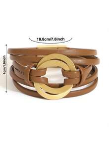 1 件双环 PU 皮革手链，防过敏、防锈，可堆叠，女士珠宝，日常/派对/夏季旅行必备品，生日/圣诞节/情人节/母亲节的完美礼物（送给女朋友/妈妈的礼物） - 彩色 - 查看 4