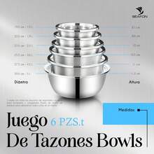 SEAFON, Juego De Tazones 6 Piezas, Bowls, Acero Inoxidable, Para Mezclar, Hornear, Cocinar, Diferentes Tamaños - 1 - Ver 4