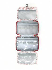 花卉图案挂式洗漱包，带挂钩，大容量旅行化妆品收纳包，多隔层化妆包，可折叠，适合居家浴室或度假旅行。旅行洗漱包，化妆包，女士收纳包，旅行必备，邮轮必备，度假必备 - 彩色 - 查看 7