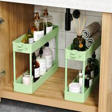 4-Tier Slim Rolling Storage Cart Storage Cart Organizer Rolling Utility Cart, Mobile Shelving Unit Slide Out Storage Shelves For Kitchen Living Room Bathroom Laundry Room & Dressers Outdoor Decor - màu xanh lá - Xem 6
