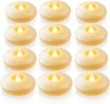 Homemory 12 Pack 3" Flameless Led Floating Candles, 200 Hour Battery Operated Flickering Waterproof Tealights For Cylinder Vases, Centerpieces At Wedding, Party, Pool, Holiday (Ivory Base) - 白色 - 查看 1