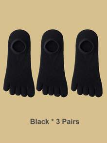 1/3/6双装女士纯色隐形五指袜，分趾袜，短袜，适合户外运动或日常穿着 - 彩色 - 查看 13