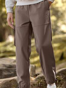 CAMEL CROWN Pantalones cargo para hombres, con forro polar, cálidos, impermeables, de caparazón suave para uso casual al aire libre en invierno - Gris carbón marrón - Ver 2