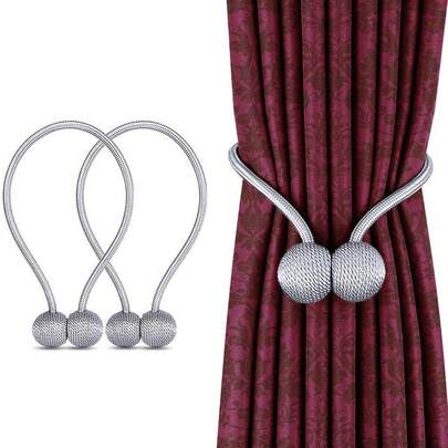 2个磁性窗帘绑带，独立窗帘固定器，适用于卧室和客厅 - 非羽毛、非电动布艺窗帘配件，窗帘绑带夹磁性扣磁性编织挂钩